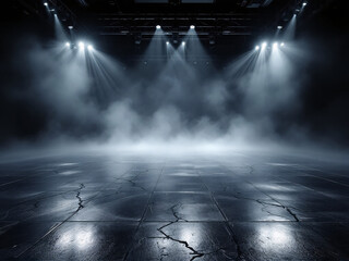 Stage lights, spotlights, blue, illumination, performance, theater, concert, bright, beams,...