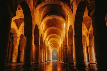 Ancient Mosque Arches Bathed in Natural Light