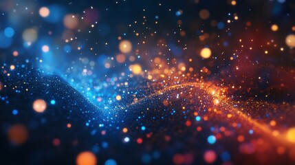 Obraz premium Abstract Blue and Orange Glitter Wave Background