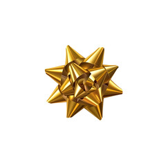 Elegant 3D sticker of a metallic gold bow with detailed folds an