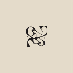 elegant initial logo bold style and luxury concept QG curved typography monogram letter