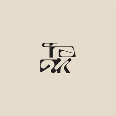 elegant initial logo bold style and luxury concept TK curved typography monogram letter