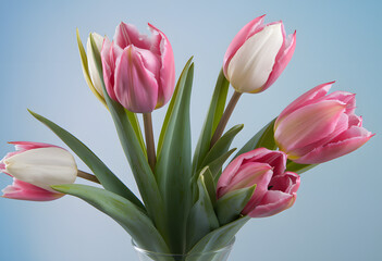 Fototapeta premium delicate pink tulips symbolizing spring and renewal, beautifully arranged to celebrate the themes of passover and jewish holiday traditions