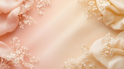 Elegant Peach Fabric Draped With Delicate White Flowers