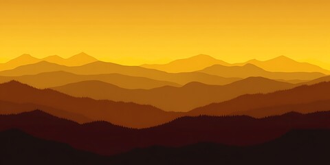 Obraz premium Golden hour sunset over layered mountain ranges.