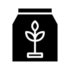 Seedling bag icon. Concept of gardening, agriculture, and plant growth.