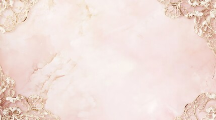 Elegant Pink Marble Background with Gold Lace