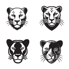 Majestic Silhouette of a Panther Face Capturing Intricate Features in Black and White