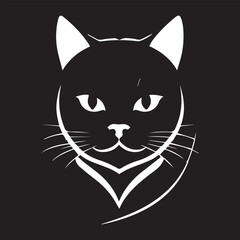 A black and white cat silhouette design
