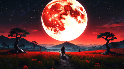 Fototapeta premium Landscape with moon