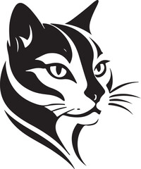A black and white cat silhouette design