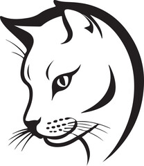 A black and white cat silhouette design