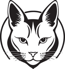 A black and white cat silhouette design
