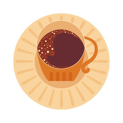 coffee cup isolated on white background, coffee time modern minimalist decoration vector illustration