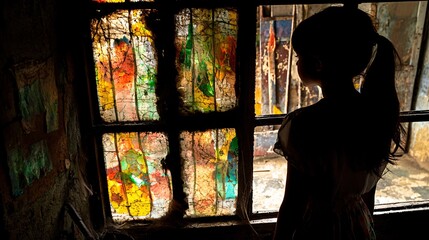 of a student looking out a window, integrated with an image of daydreams, symbolizing lack of engagement. | Education problems 