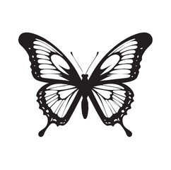 A silhouette black and white Big butterfly icon