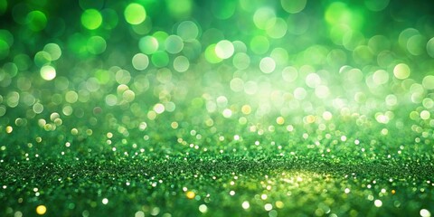 Fototapeta premium Sparkling Green Bokeh Background with a Delicate Glitter Texture