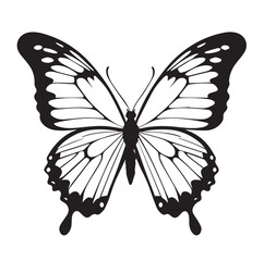 A silhouette black and white Big butterfly icon