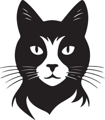 A black and white cat silhouette design