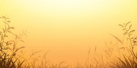 Silhouetted grass at sunset, golden hour, peaceful nature scene.
