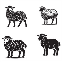 Graceful Silhouette of a Standing Sheep in Elegant Black and White Design