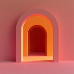 Fototapeta premium A minimalist composition of an archway with an orange gradient