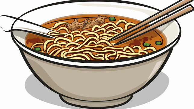 recommend clip art: Noodle soup clipart, isolated vector illustration of a bowl with noodles and soup, representing food, cuisine, or culinary themes.