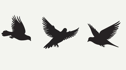 Obraz premium Pigeon silhouette, pigeon vector art illustration, perfect for nature, birds, or environmental themes.