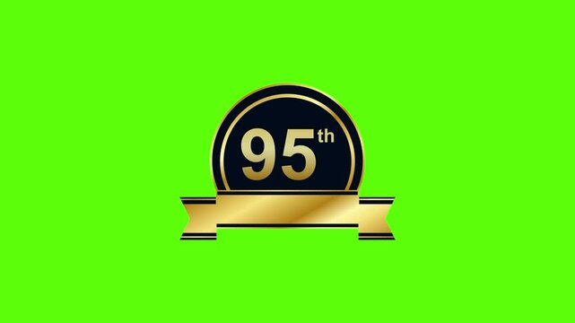 Animated Gold luxury 95 years anniversary on green screen background
