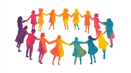 Children holding hands in colorful unity