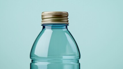 Closeup of recyclable plastic bottle studio setting product clean environment focus on sustainability