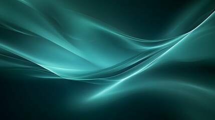 Abstract Teal Waves Flowing Dark Background