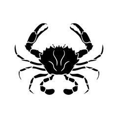 Sea crab silhouette isolated on white background. Seafood shop logo, signboard, restaurant menu, fish market, banner, poster design template.
