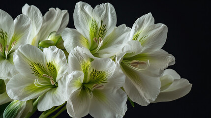 Fototapeta premium A close-up of elegant white flowers with green accents.