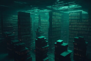 A vast library where books float mid-air, glowing faintly with untold secrets.
