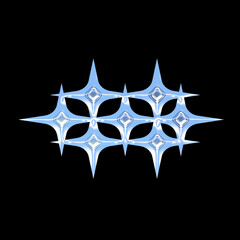 Design Star, circle, eye, sun, Y2K with ice crystal effect