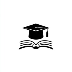 Graduation Cap Rests Atop Open Book Representing Education