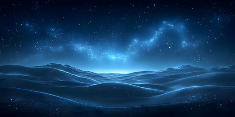 Starry night over a serene, rolling landscape.