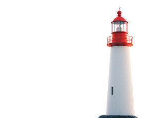Isolated White and Red Lighthouse