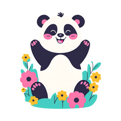Naklejka premium Adorable cartoon face of a bear with round ears, rosy cheeks, and a happy expression, perfect for kids' designs, stickers, and animal-themed illustrations.