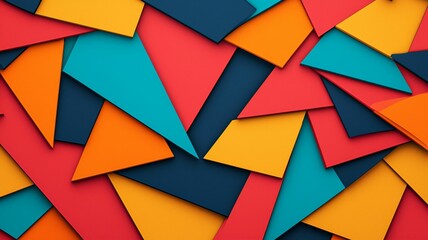 Dynamic angular composition of bright colored paper shapes abstract art vibrant environment creative perspective