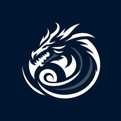 AI Generate of Unique, Simple, Low-detail Logo Recognizable Idiosyncratic of Dragon