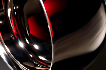 Silver Bowl Reflecting Vibrant Colors in a Dark Environment