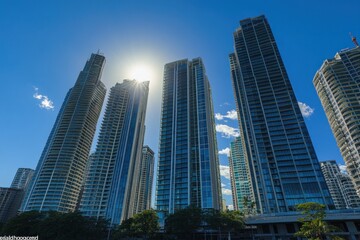 Obraz premium Modern Skyscraper Under Blue Sky