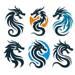 Fototapeta premium AI Generate of Unique, Simple, Low-detail Logo Recognizable Idiosyncratic of Dragon