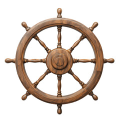 wooden ship steering wheel isolated on transparent background - obrazy, fototapety, plakaty