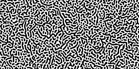 Seamless vector pattern. hexagonal, swirl, zigzag, Monochrome, vector, waving, Turing, labyrinth. algorithm, psychedelic, background. Reaction diffusion. Hand drawn Batik, chaotic motion. organic, dot