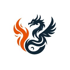 Fototapeta premium AI Generate of Unique, Simple, Low-detail Logo Recognizable Idiosyncratic of Dragon