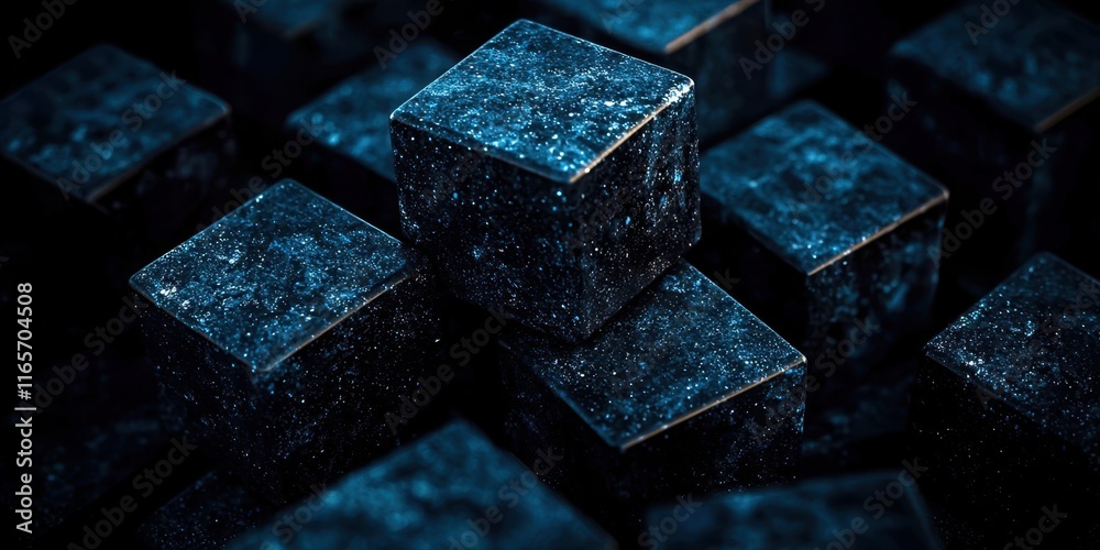 Poster close up of a stack of black cubes