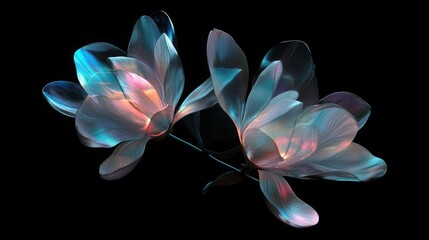 Magnolia Chrome liquid dreamcore flower. 3D render, modern design. Isolated holographic futuristic floral icon. Y2K, brutalism retro futurism concept.